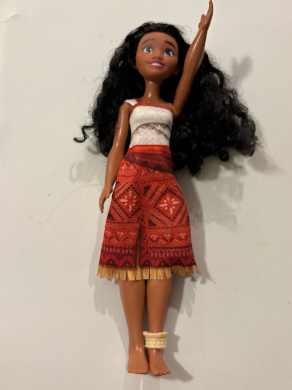 Disney Moana Doll with Red Patterned Skirt and Dark Hair